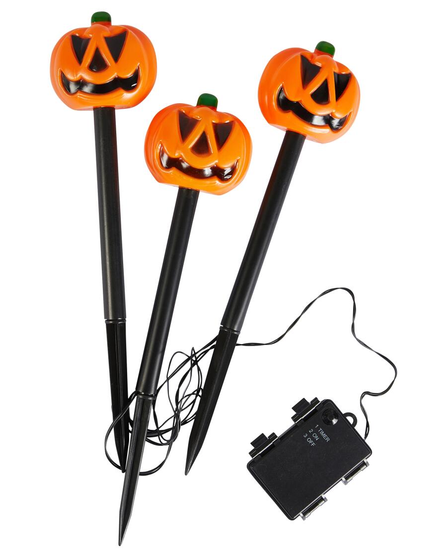 3 LED-Leuchtstäbe Halloween orange