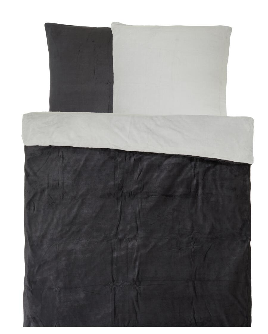 Omkeerbaar fleece beddengoed grijs