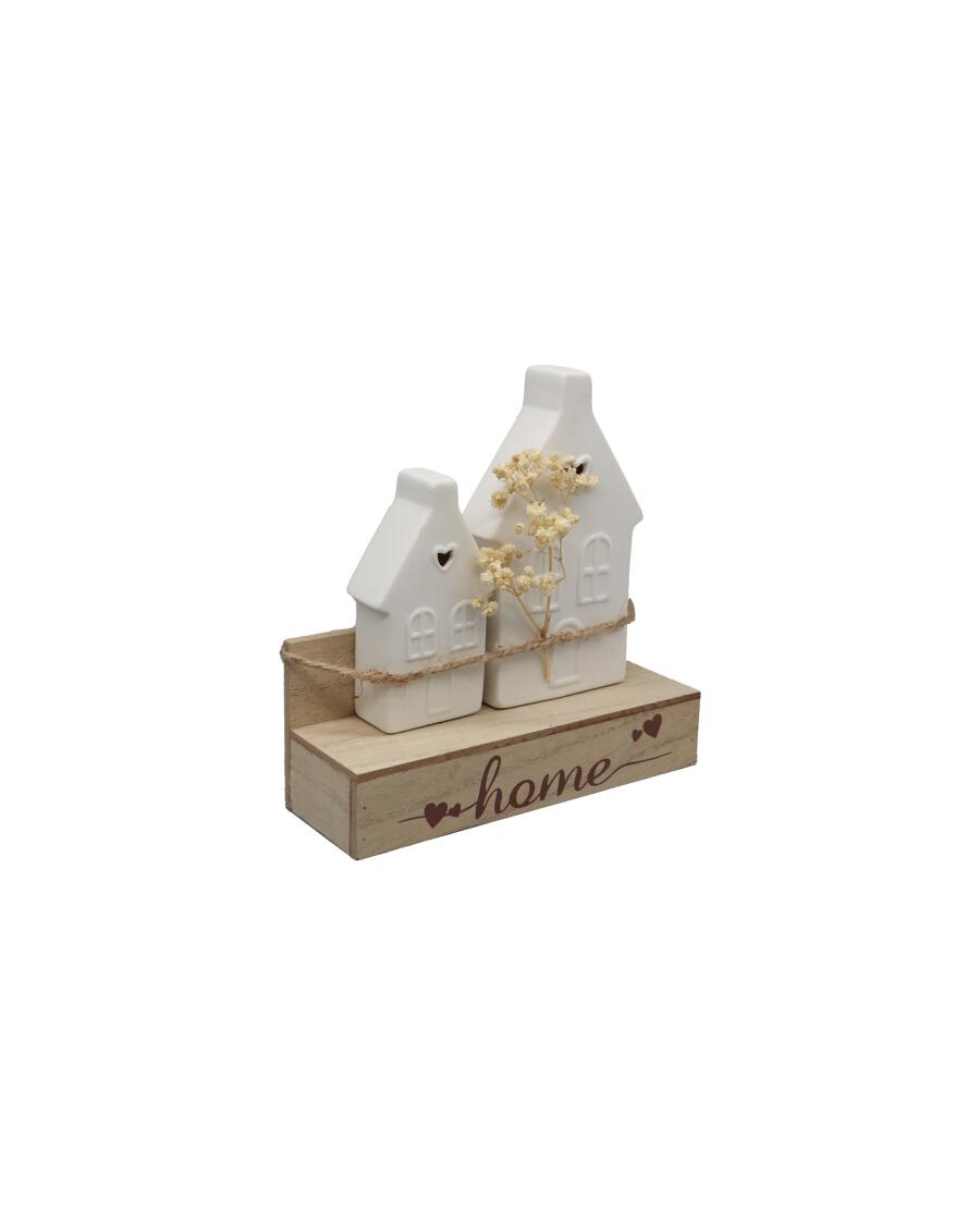 Domy dekoracyjne na drewnianej podstawie ok. 16 x 5 x 16 cm