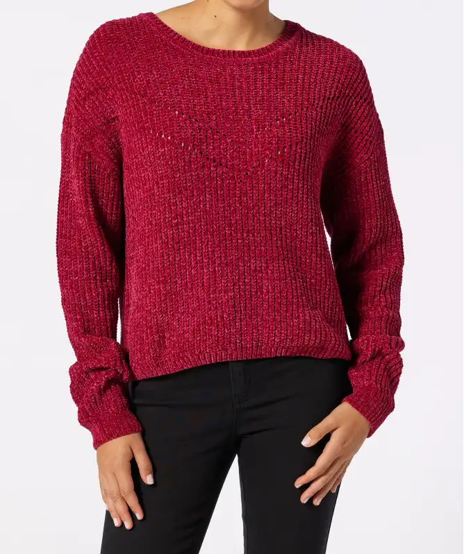 Sweter z dzianiny szenilowej