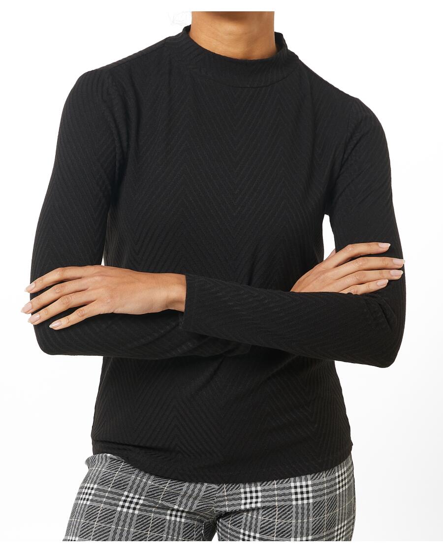 Strukturiertes Langarmshirt schwarz