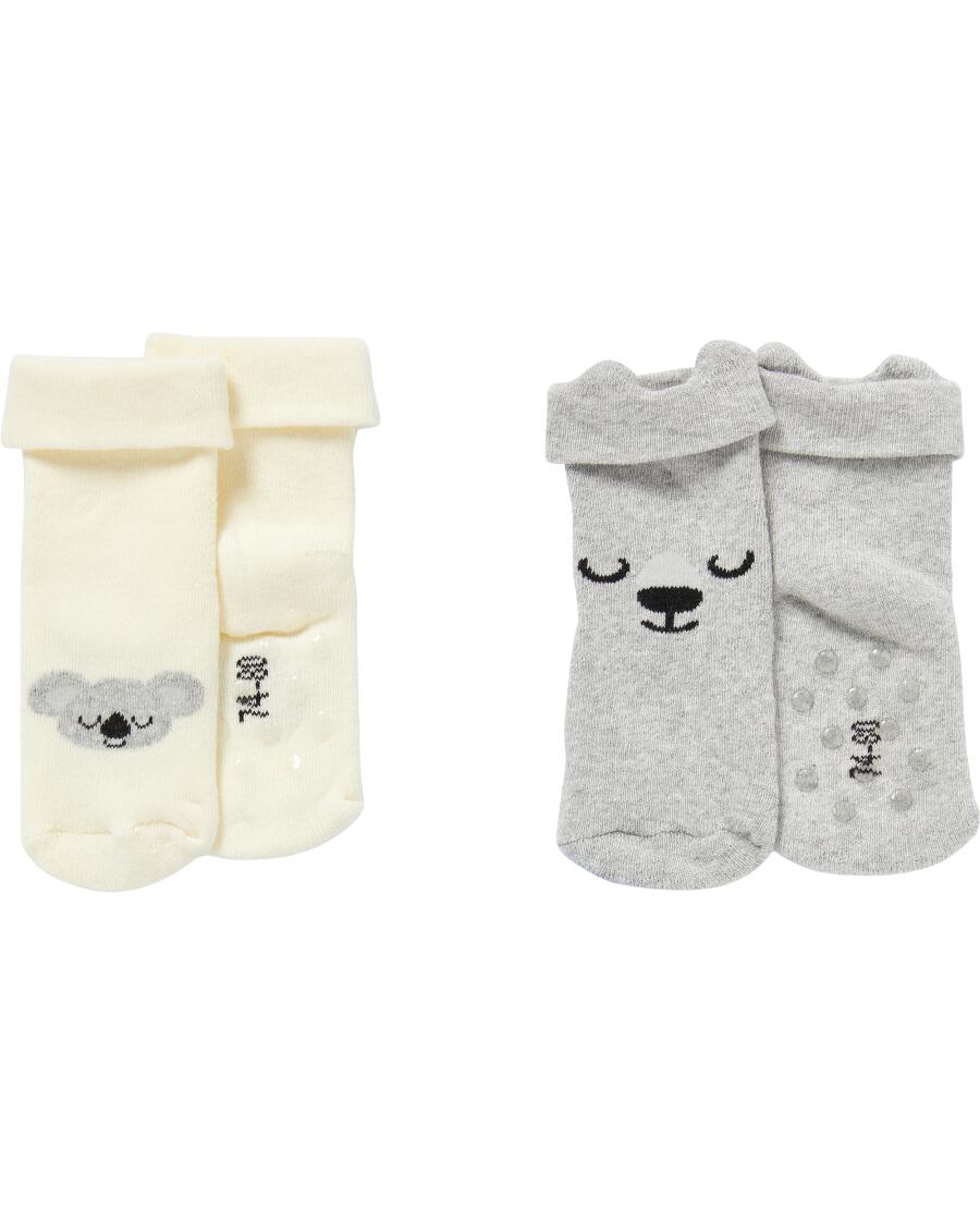 Frotteesocken Tiere grau/weiß