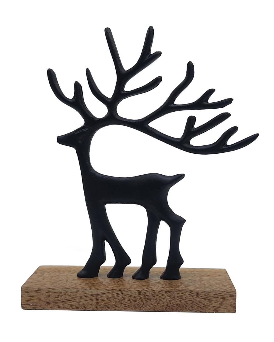 Deko-Hirsch Weihnachten schwarz matt
