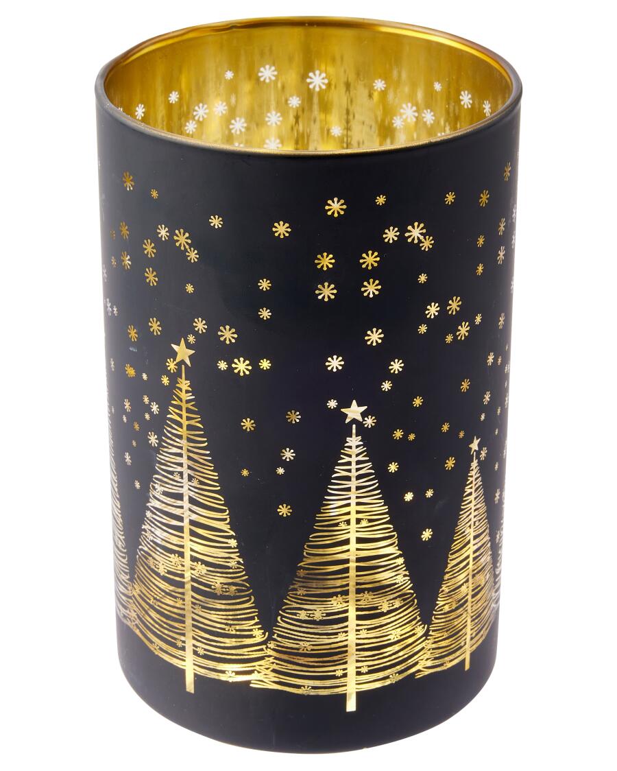 Teelichthalter Weihnachten schwarz/gold