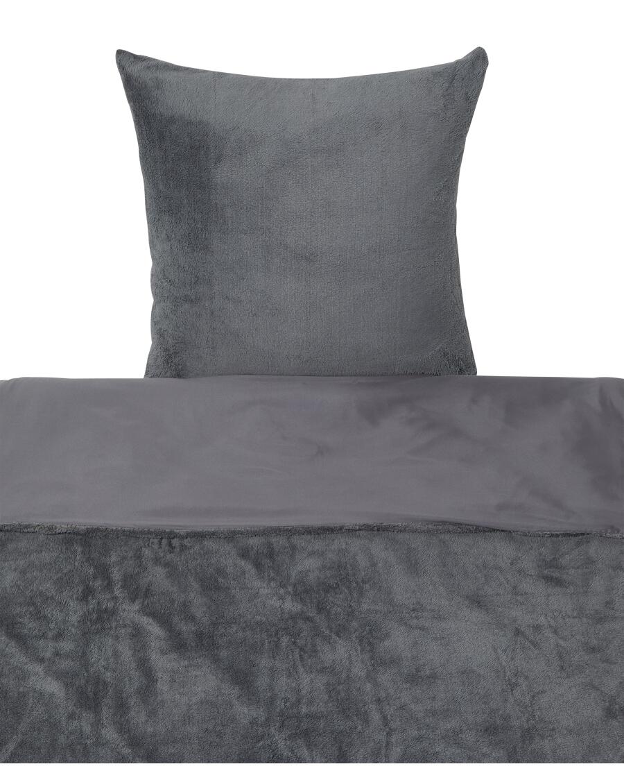 Omkeerbaar teddyfleece beddengoed grijs