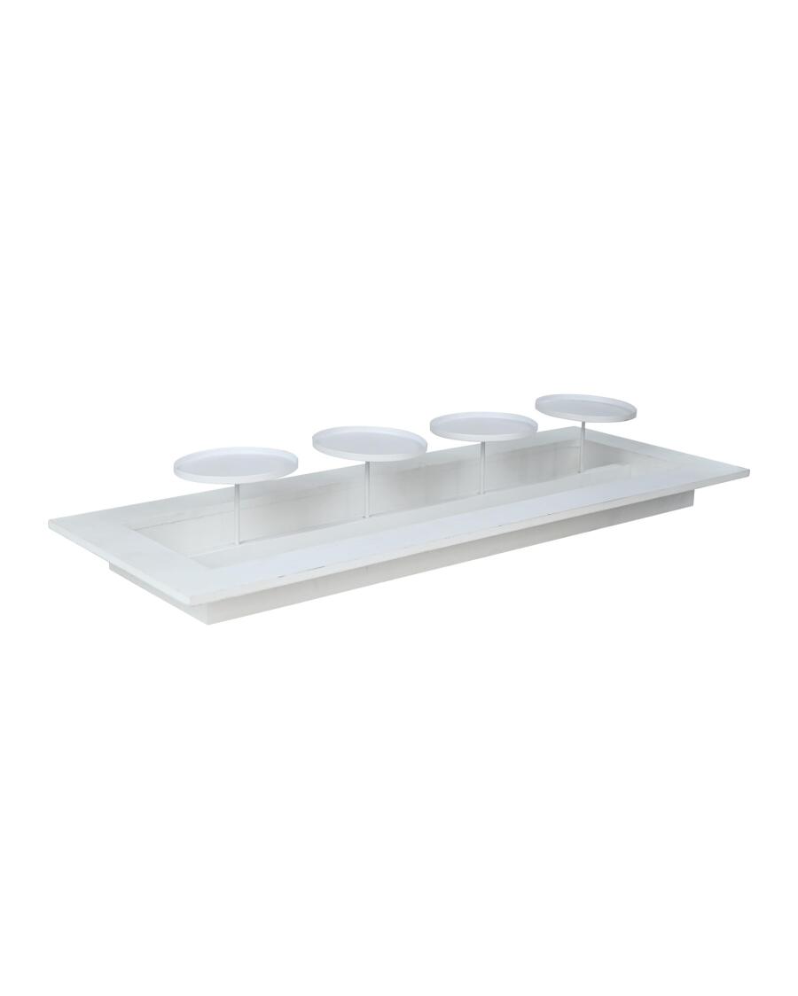 Decoratief dienblad met kandelaars wit