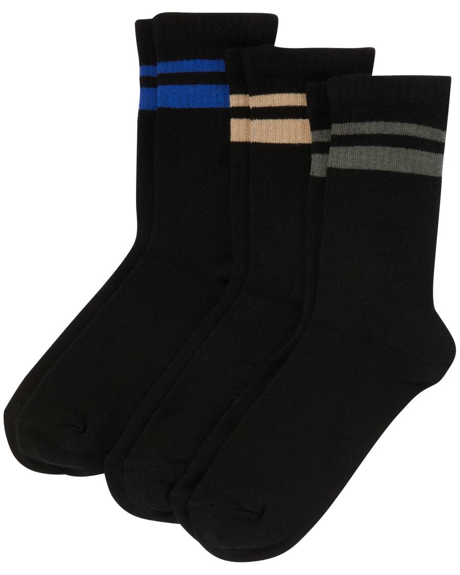 Tennissocken mit Streifen schwarz
