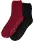 Fluffy sokken met ABS antislip zwart/rood