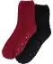 Fluffy sokken met ABS antislip zwart/rood