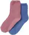 Fluffy sokken met ABS antislip roze/blauw
