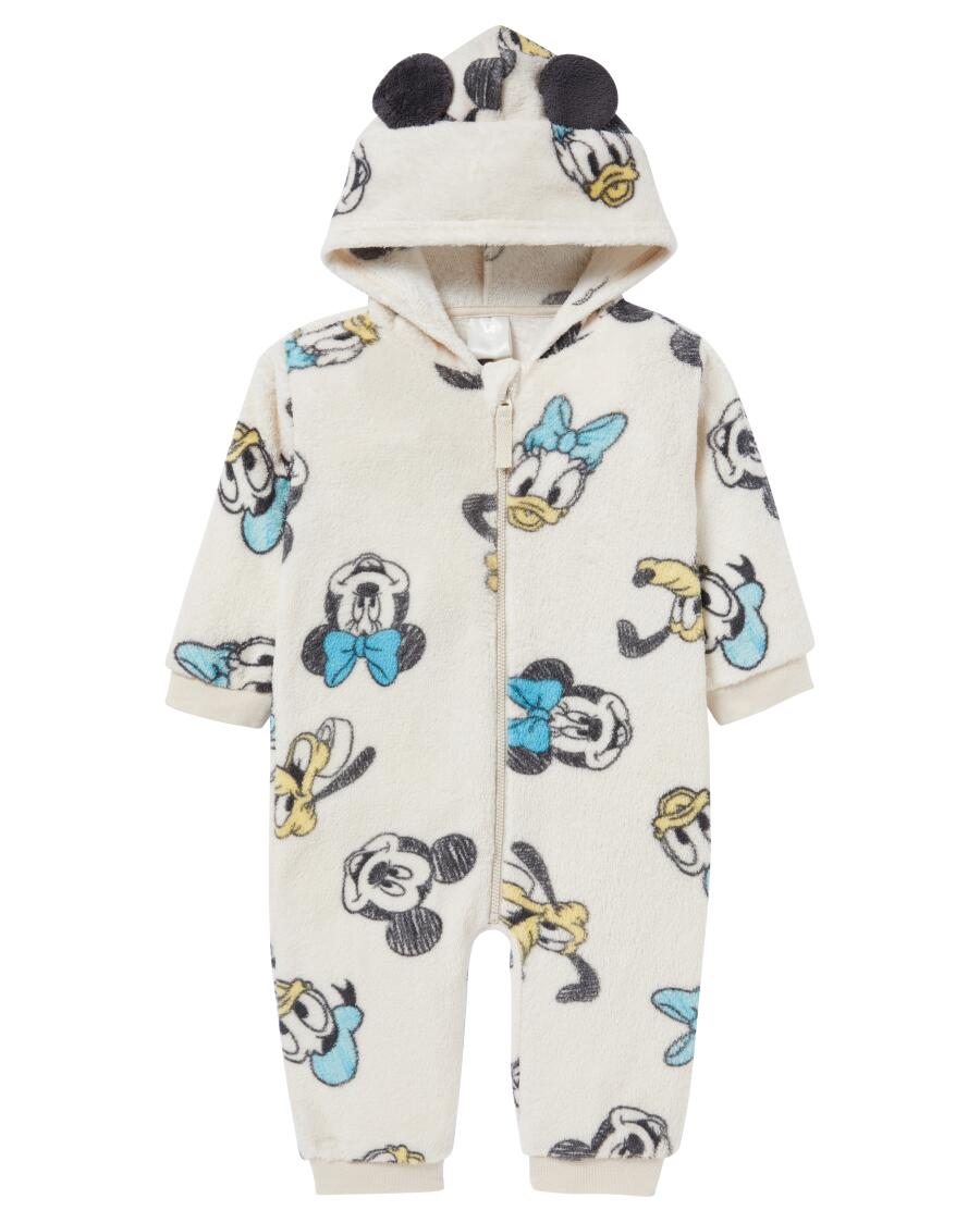 Fleece-Jumpsuit mit Kapuze Beige