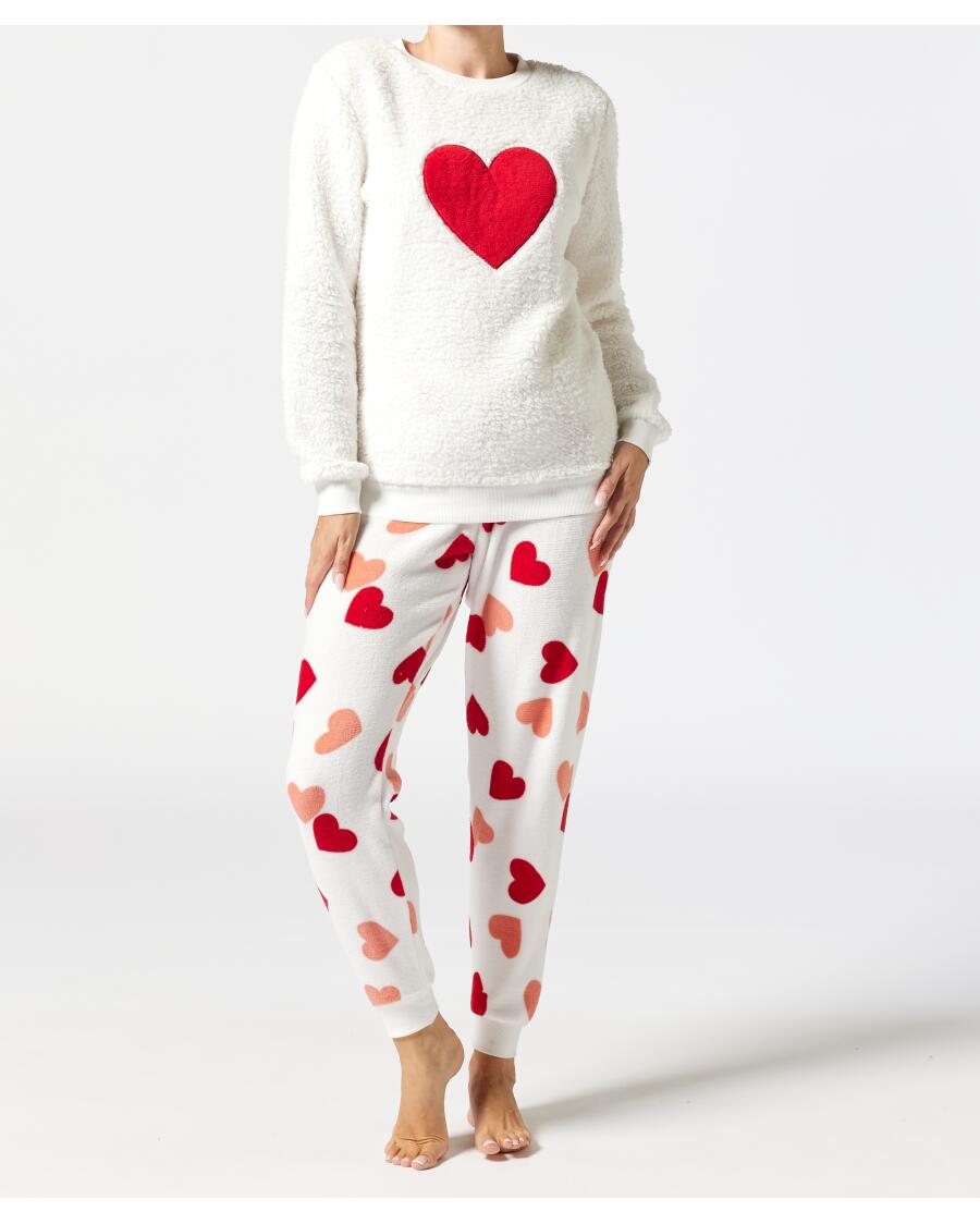 Fleece-Pyjama offwhite
