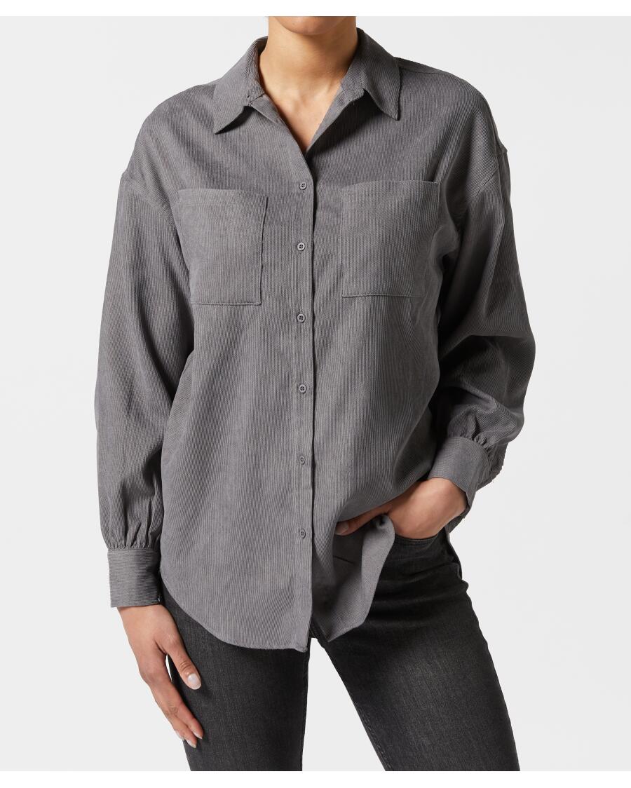 Oversized corduroy blouse grijs