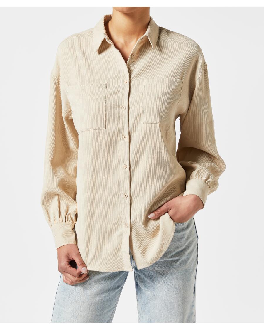 Oversized corduroy blouse creme