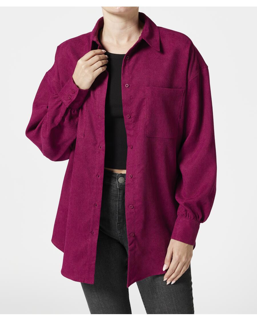 Manšestrová oversize košile jahodová