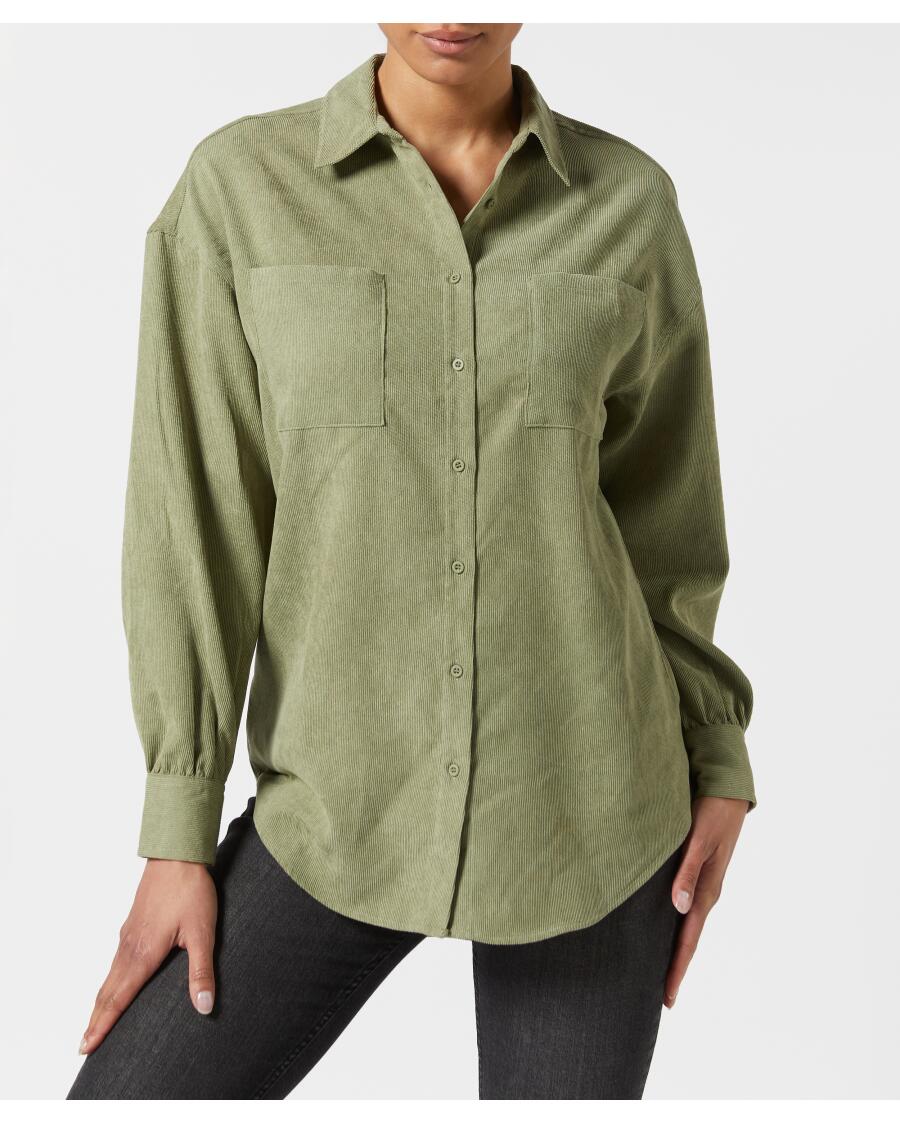 Manšestrová oversize košile khaki