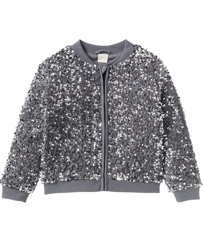 Paillettenjacke in Silbergrau