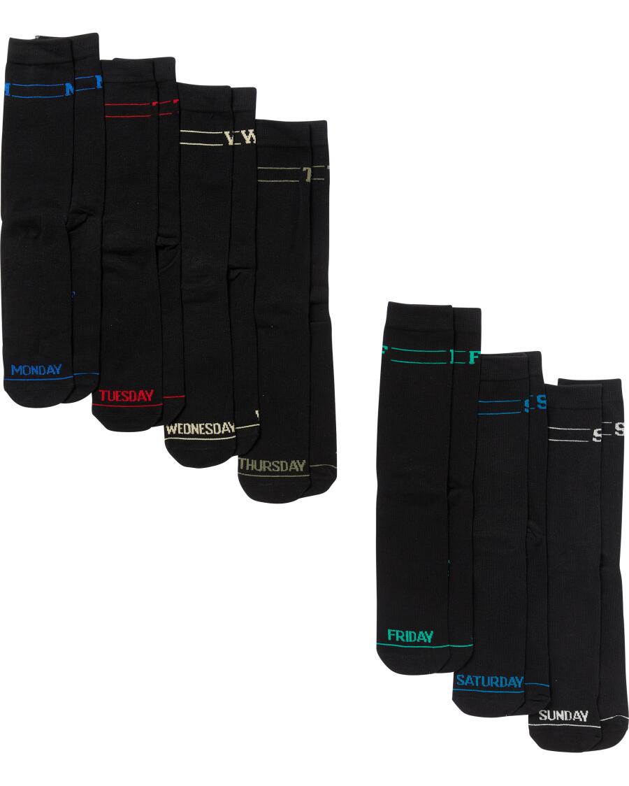 Socken mit Wochentagen schwarz