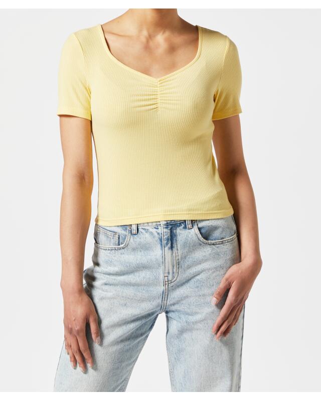 T-shirt court femme, jaune clair (KiK T-Shirt cropped (hellgelb)) — KiK, produit allemand authentique au Maroc