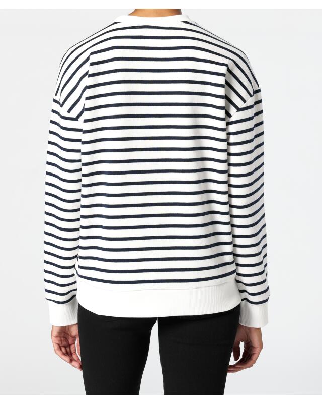 سويت شيرت مخطط للنساء، أبيض/كحلي (KiK Gestreiftes Sweatshirt (weiß/dunkelblau)) — KiK, منتج ألماني أصلي في المغرب
