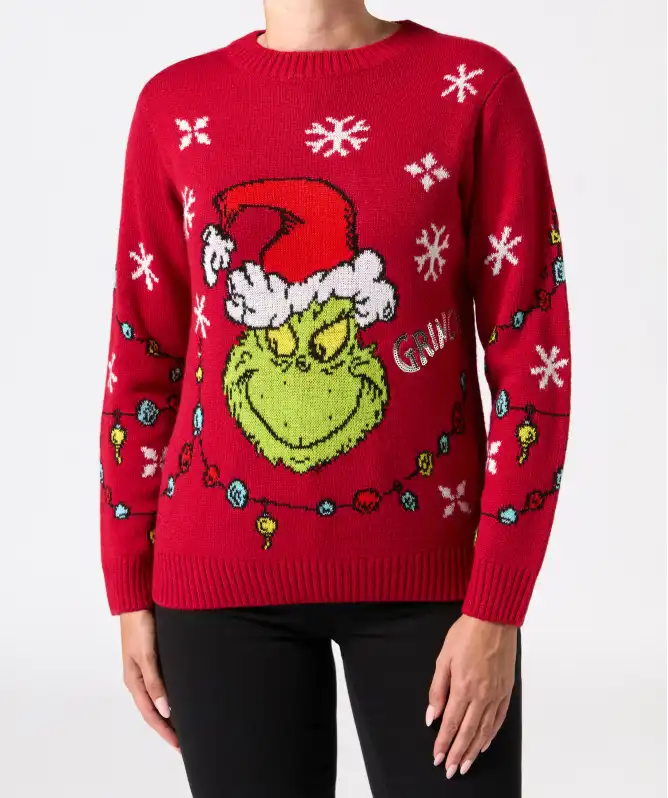 Grinch Strickpullover Weihnachten
