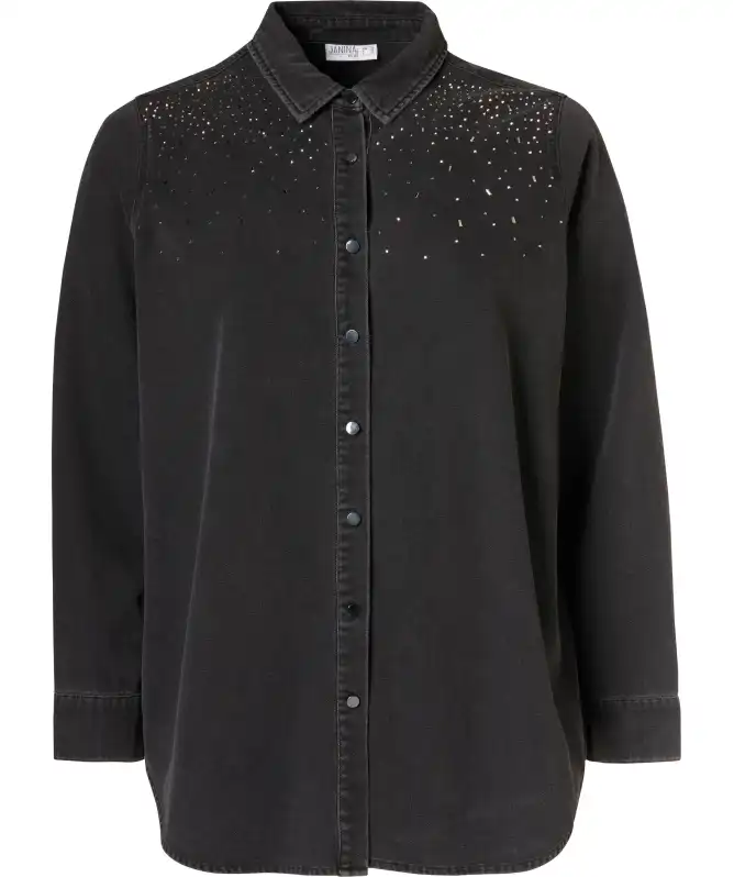 Jeansbluse mit Strass