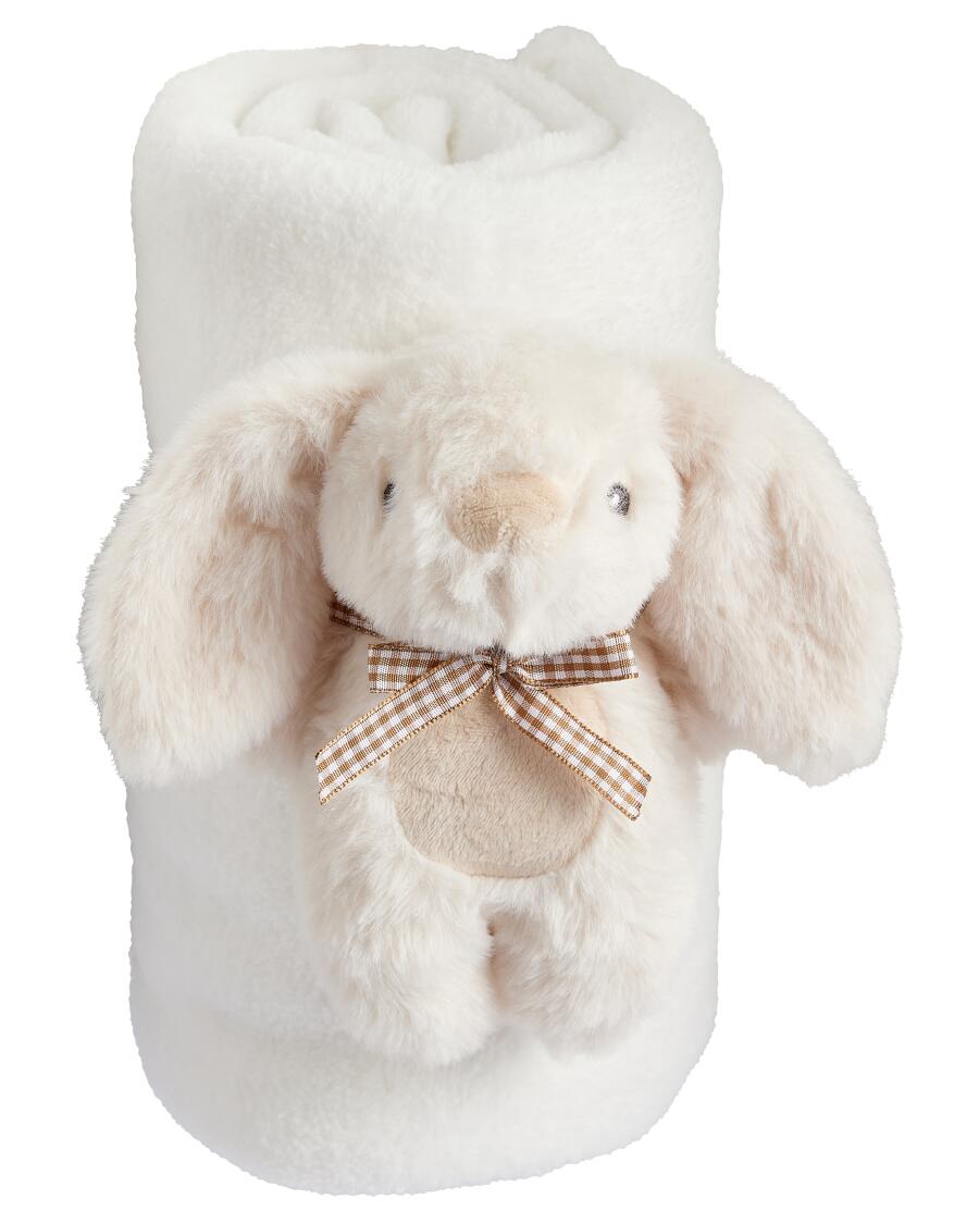 Babydecke + Kuscheltier creme