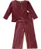 Langarmshirt + Hose aus Velours weinrot