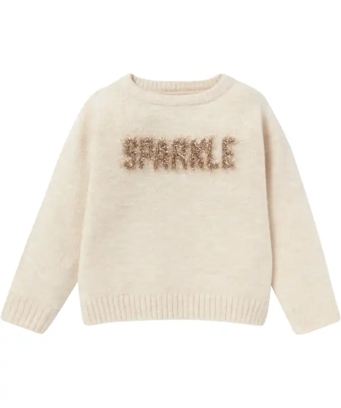 Gebreide trui met glitterletters