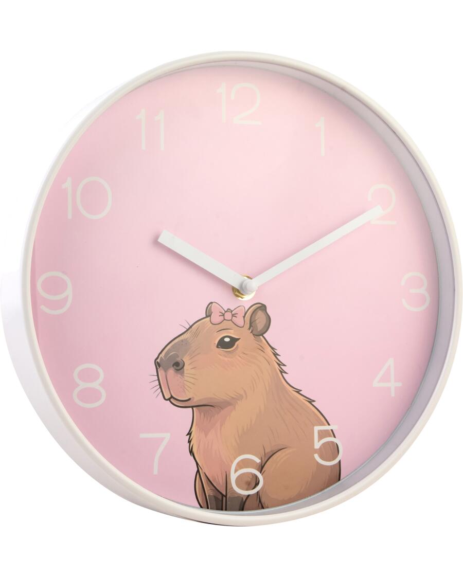 Wanduhr Capybara rosa