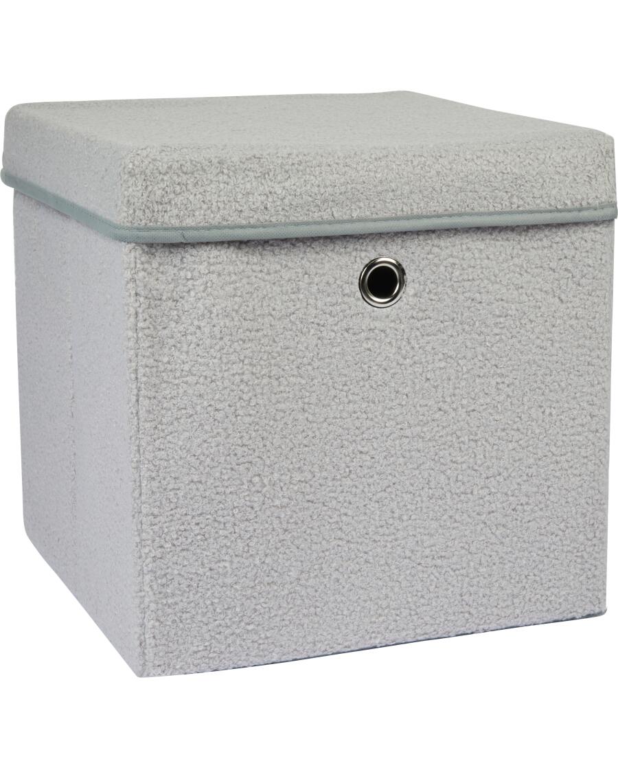 Aufbewahrungsbox mit Teddyfell, grau