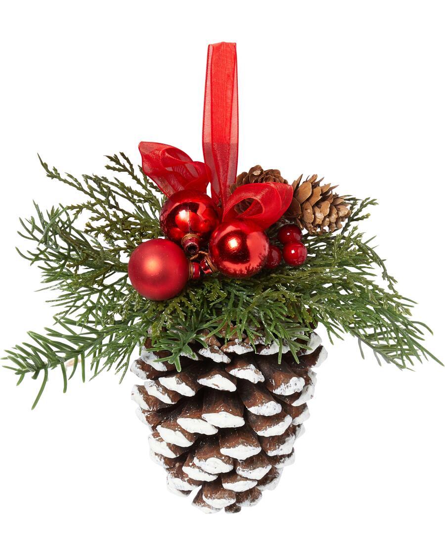 Kunst-Tannenzapfen Weihnachten rot