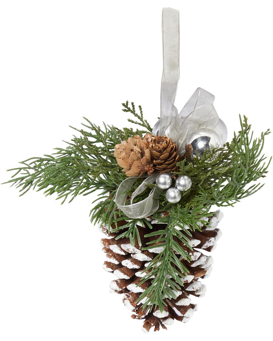 Kunst-Tannenzapfen Weihnachten silber
