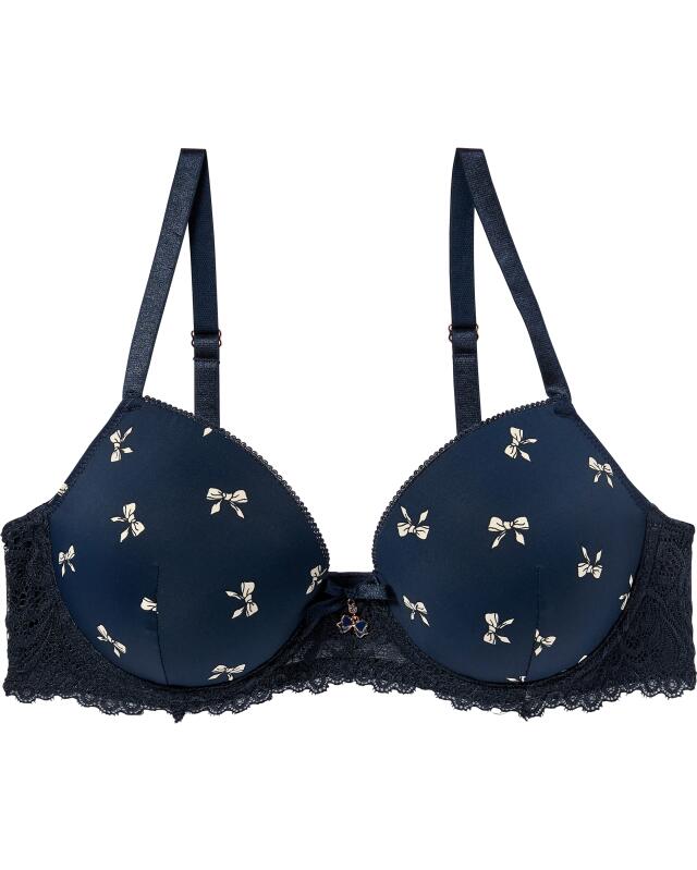 Soutien-gorge avec nœuds femme, bleu marine imprimé (KiK BH mit Schleifen (dunkelblau bedruckt)) — KiK, produit allemand authentique au Maroc