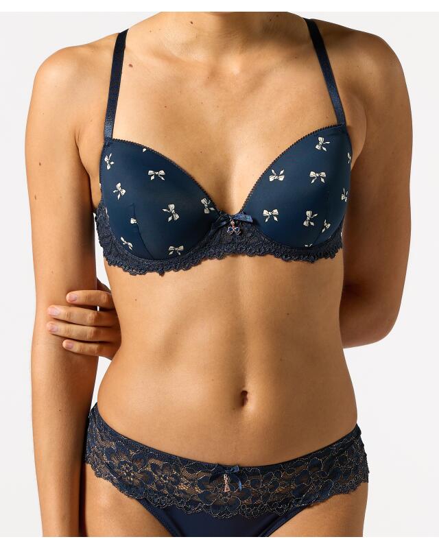 Soutien-gorge avec nœuds femme, bleu marine imprimé (KiK BH mit Schleifen (dunkelblau bedruckt)) — KiK, produit allemand authentique au Maroc