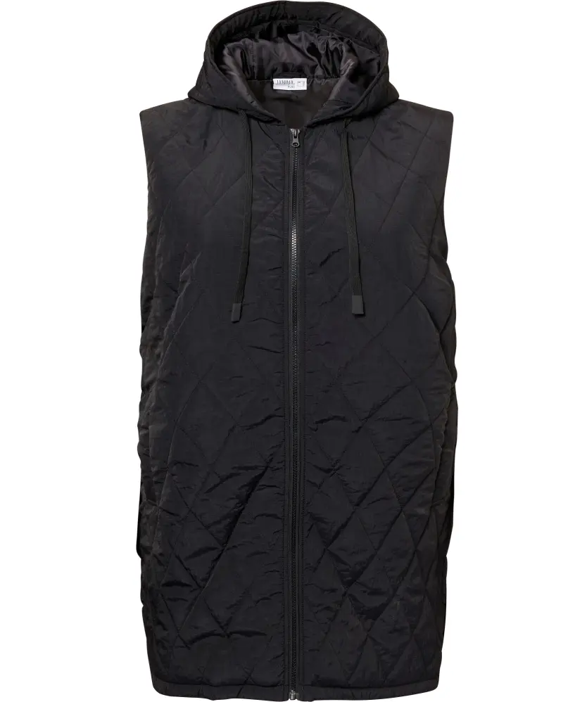 Westen Kik Damen Steppmantel Longweste, Janina Curved, Schwarz