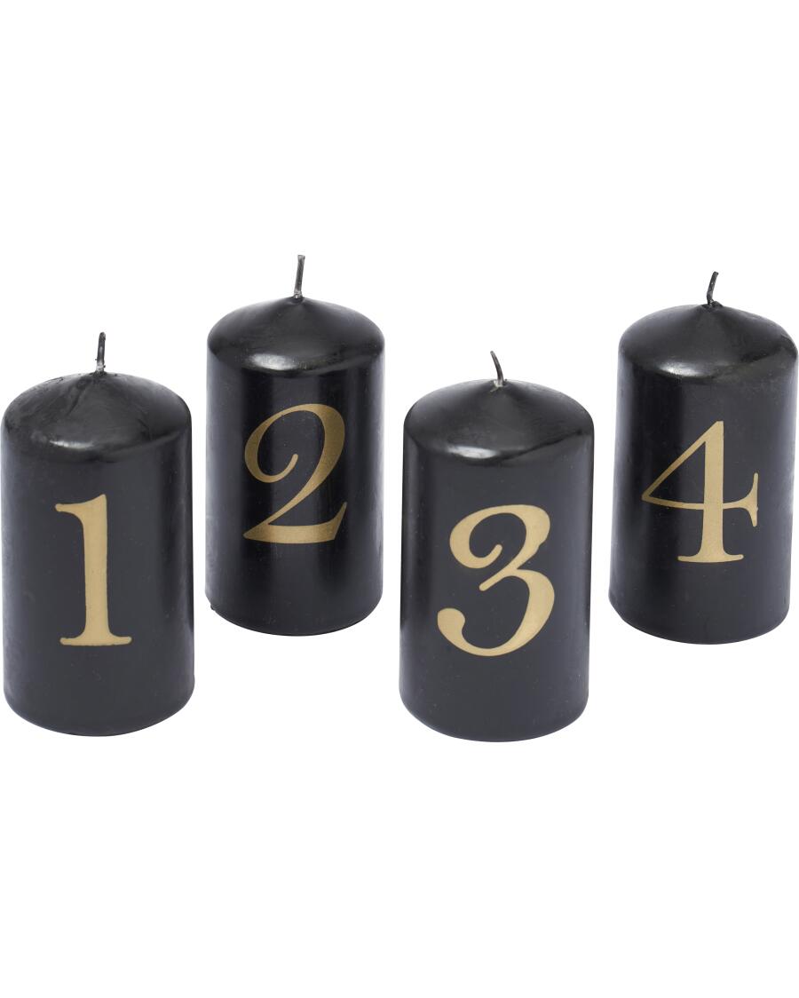 Stumpenkerzen Weihnachten schwarz