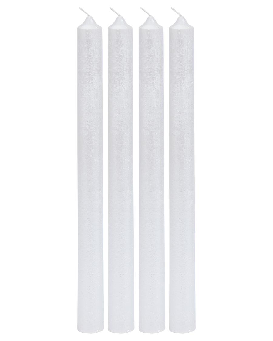 Metallic-Stabkerzen weiß