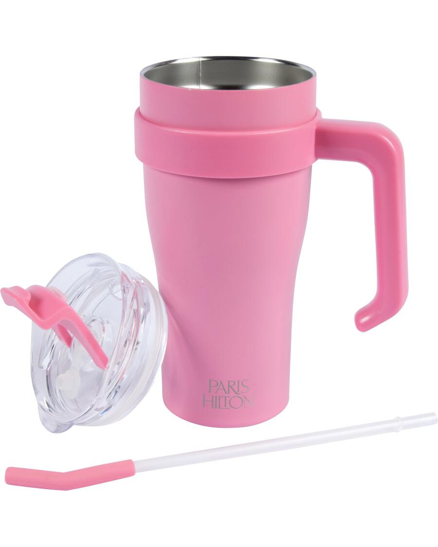 FACKELMANN Paris Hilton motiverende drinkfles 1,8 liter in roze/blauw, inspirerende spreuken, lekvrij, ideaal voor sport en dagelijks gebruik, kunststof, 115 x 10 x 32 mm