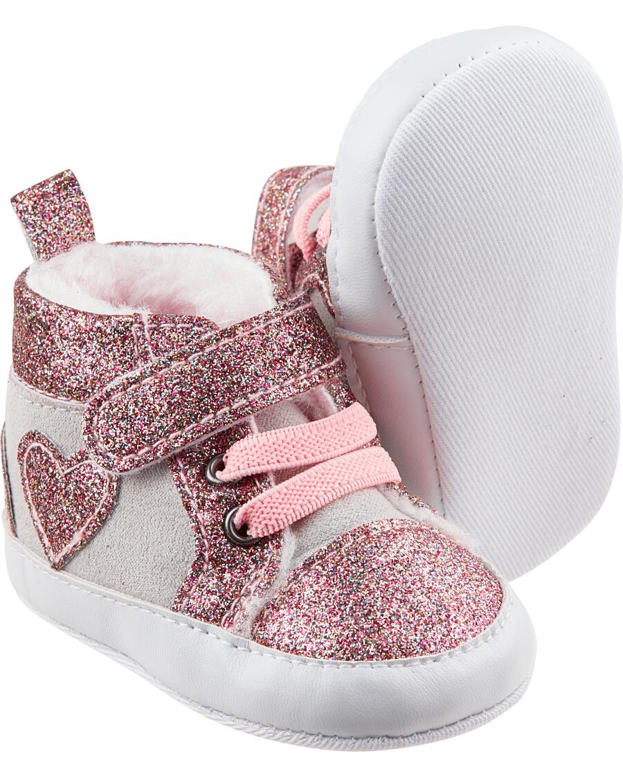 Glitzernde Babyschuhe hellgrau