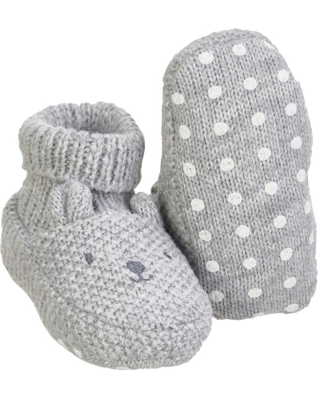 Chaussons en maille bébé fille, gris clair chiné — KiK, produit allemand authentique au Maroc