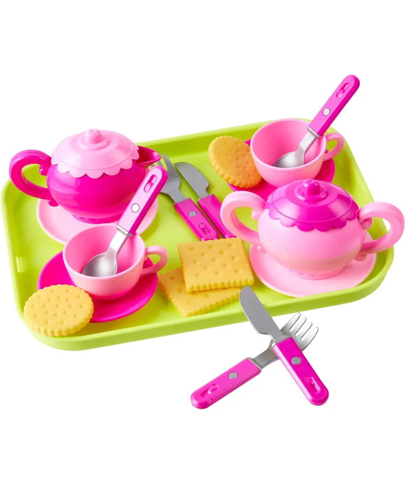 Spielgeschirr mit Lebensmitteln, pink