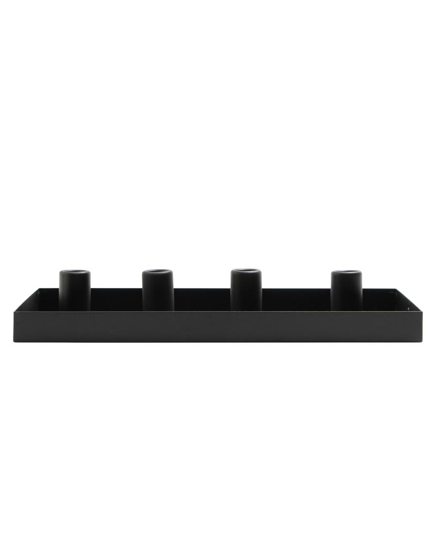 Dekotablett mit Kerzenhaltern schwarz
