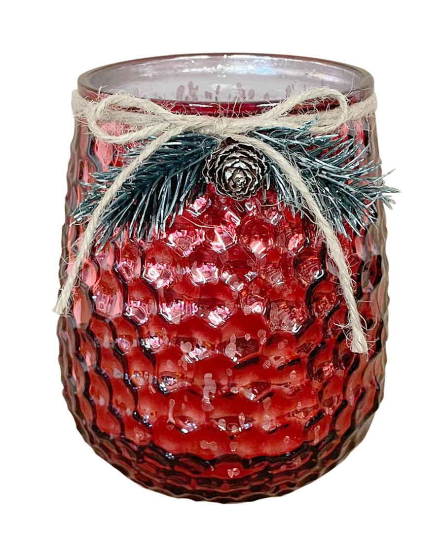 Theelichthouder Kerstmis rood
