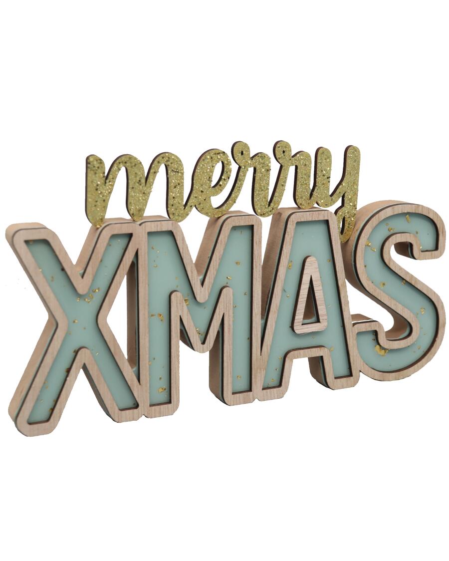 Deko-Schriftzug Weihnachten mintgrün bedruckt