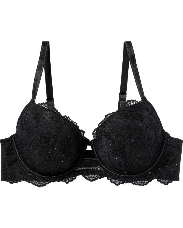 Soutien-gorge à motif feuilles femme, noir (KiK BH mit Blattmuster (schwarz)) — KiK, produit allemand authentique au Maroc