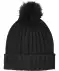 Strickmütze mit Bommel schwarz