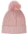 Strickmütze mit Bommel dunkelrosa