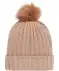 Strickmütze mit Bommel naturfarben