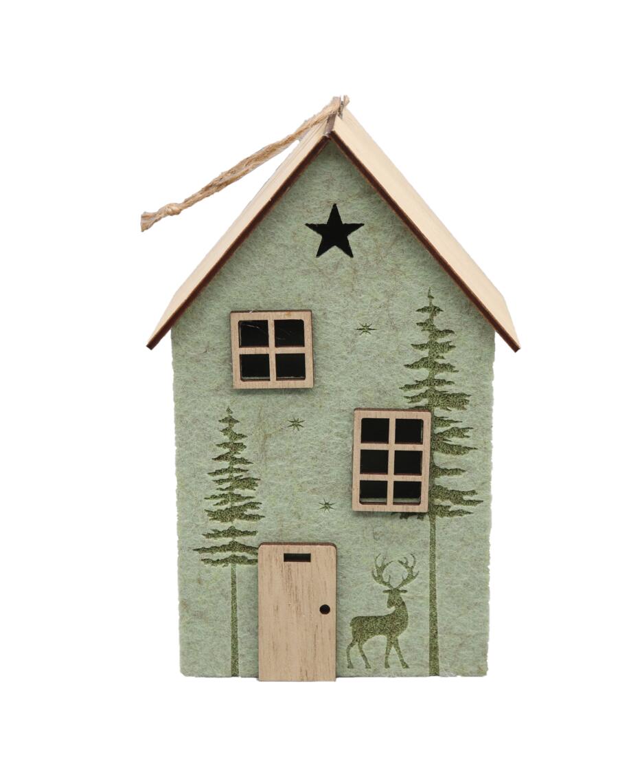 Deko-Haus Weihnachten mintgrün bedruckt